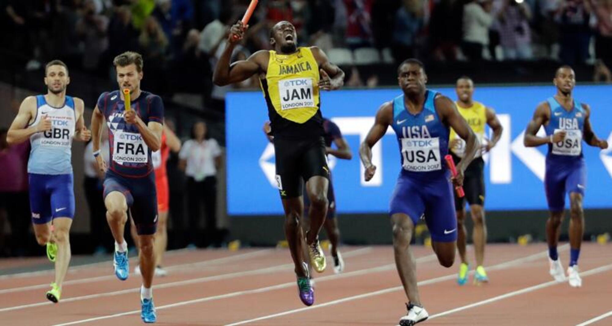 Usain Bolto Mondiali Atletica 2017 infortunio staffetta ultima gara carriera