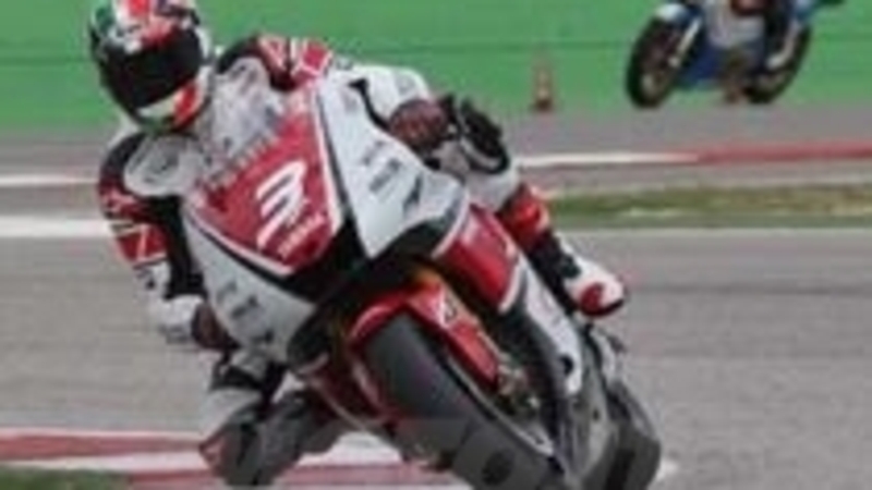 Luca Cadalora in sella alla YZR-M1 MotoGP alla 200 Miglia di Imola