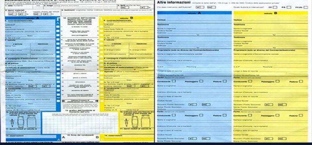 Il modulo della constatazione amichevole di incidente