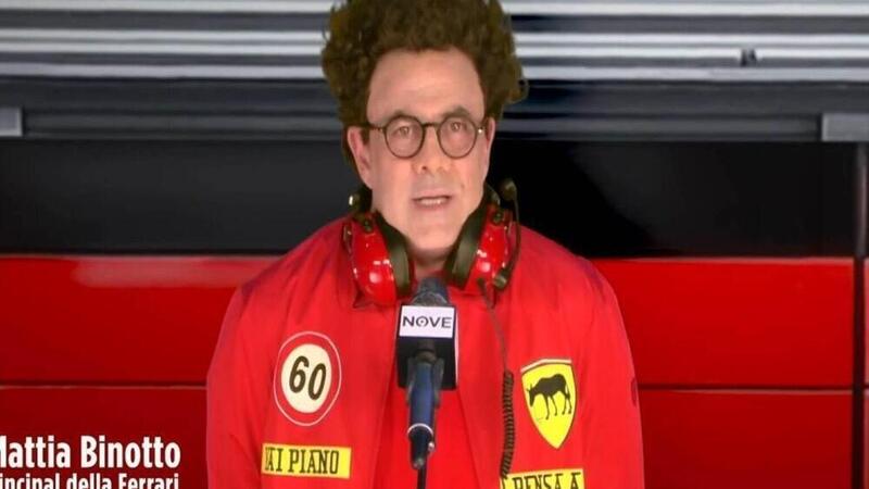 Maurizio Crozza imita Mattia Binotto | Nella parodia si legge una &quot;spinta&quot; per una Ferrari pi&ugrave; forte [VIDEO]