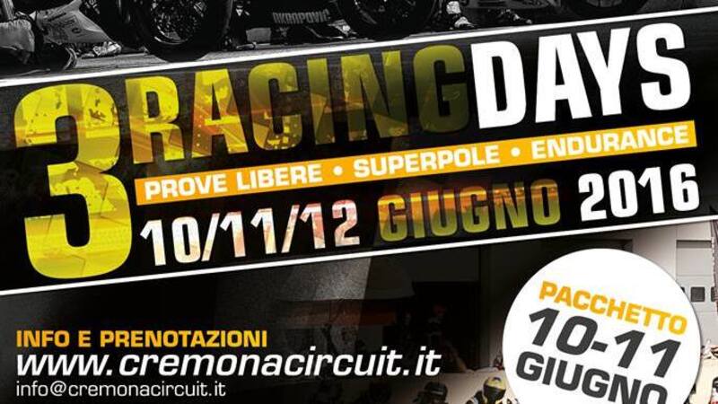 Un weekend di prove libere e musica al Cremona Circuit