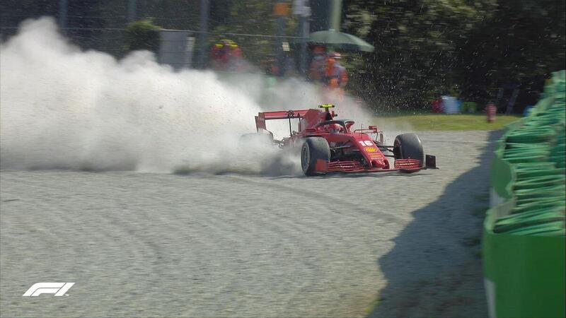 BOTTO violentissimo per Charles Leclerc alla Parabolica | Bandiera rossa a Monza