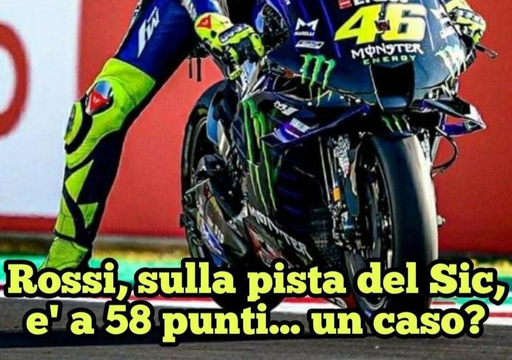 Valentino Rossi a quota 58 e sulla pista che porta il nome del Sic: i social gi&agrave; si scatenano