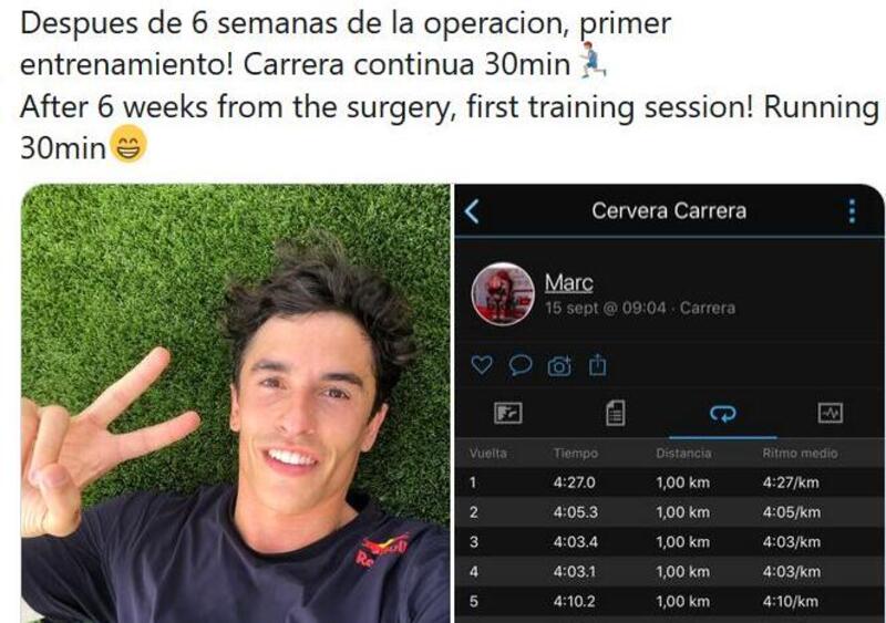 Marc Marquez torna a correre - a piedi - dopo l&#039;intervento