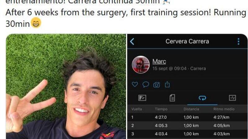 Marc Marquez torna a correre - a piedi - dopo l'intervento