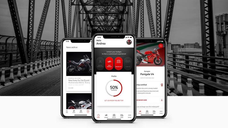 Ducati&nbsp;lancia&nbsp;MyDucati&nbsp;App. Borgo Panigale in palmo di mano