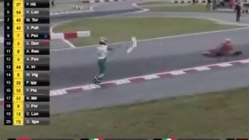 Follia di Corberi al Mondiale Karting: lancia un pezzo di kart a un rivale e poi innesca la rissa a Lonato