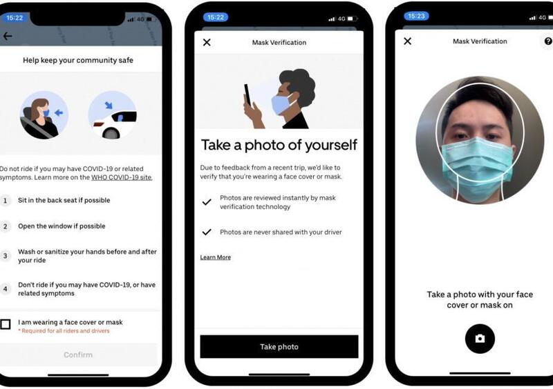 Uber: con &quot;Mask Verification&quot; al bando chi non usa la mascherina