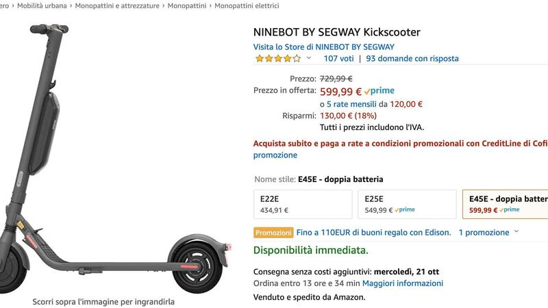 Amazon Prime Day. Monopattini elettrici, 5 offerte imperdibili