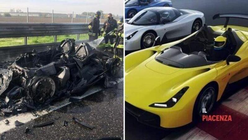 Dallara Stradale in fiamme in A1 tra Piacenza e Fiorenzuola