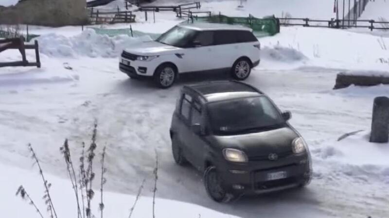 Panda 4x4 svernicia Range Rover sul ghiaccio. Quando peso e grip fanno la differenza [VIDEO]