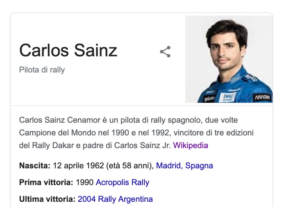 Qualcuno dica a Google che i Carlos Sainz sono due persone diverse 