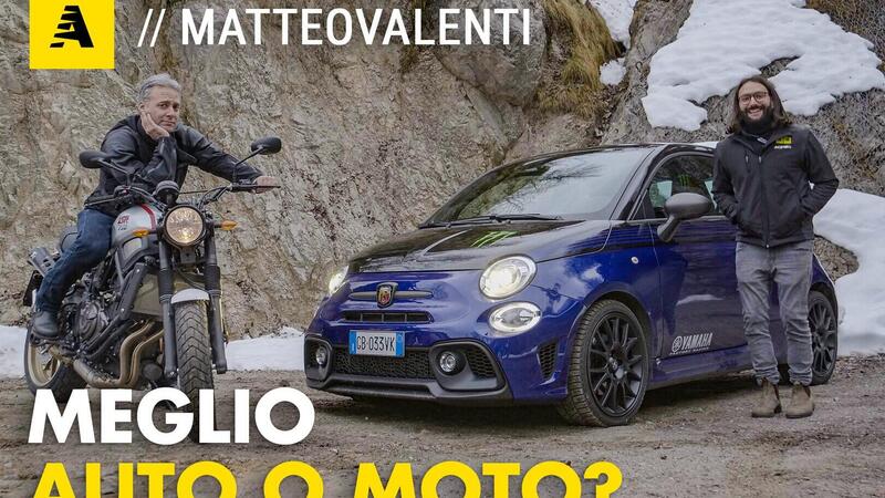 Abarth 595 vs Yamaha XSR 700, per fare un giretto meglio auto o moto? [Video]