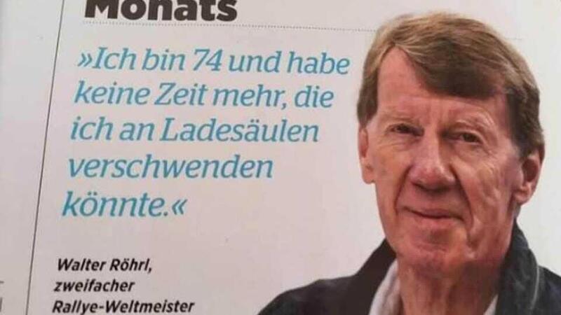 Il campione di Rally Walter R&ouml;hrl: &quot;Ho 74 anni, non ho tempo di aspettare le colonnine elettriche&quot;