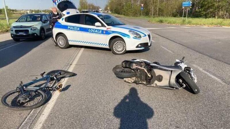 Piacenza: maxi-scooter contro bici. Ciclista in ospedale  dopo lo schianto