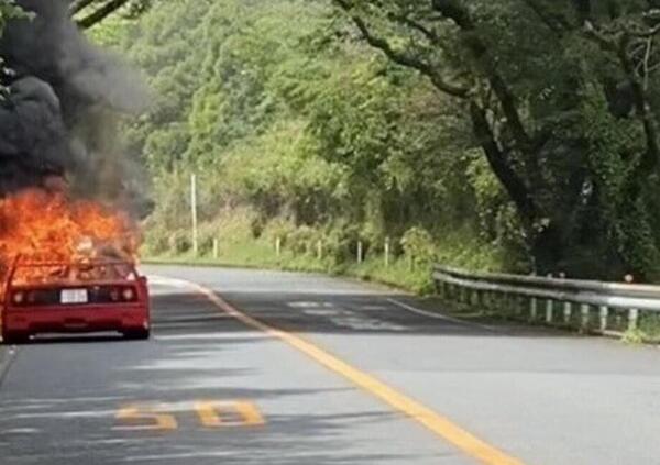 Ferrari F40 divorata dalle fiamme nel Nurbugring giapponese [VIDEO]