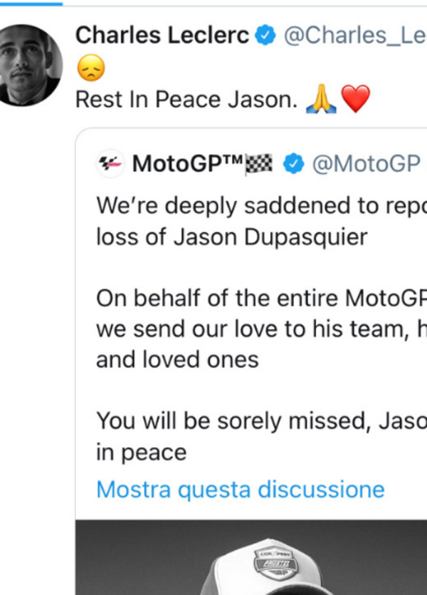 Jason Dupasquier, anche i piloti di Formula 1 salutano il pilota: &quot;Il motorsport pu&ograve; essere cos&igrave; crudele&quot;