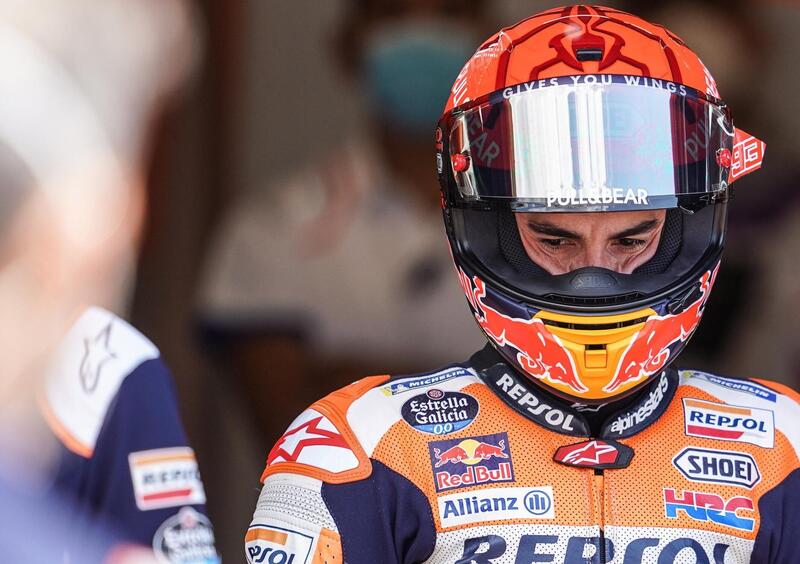 MotoGP 2021. GP di Catalunya a Barcellona. Marc Marquez: &quot;Uno strano fluido denso nella spalla&quot;