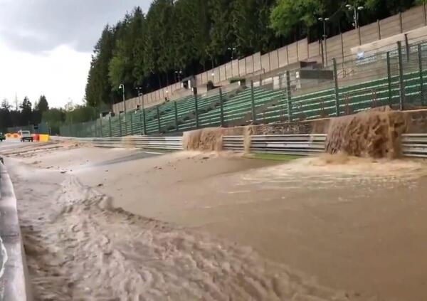 Spa-Francorchamps allagata: il video della pista inondata dal fango 