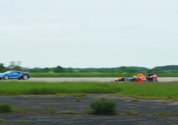 La Bugatti Chiron lancia la sfida alla Formula1: ecco il video