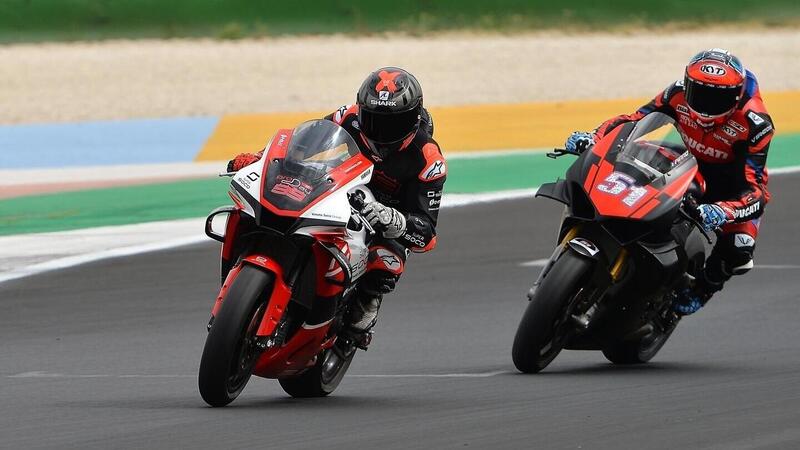 Jorge Lorenzo e Michele Pirro in pista a Misano