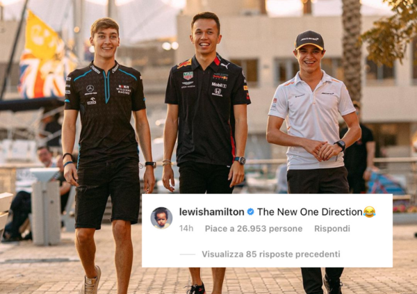 Russell, Norris e Albon: la boy band della F1 &egrave; tornata. Valentino Rossi e Lewis Hamilton apprezzano