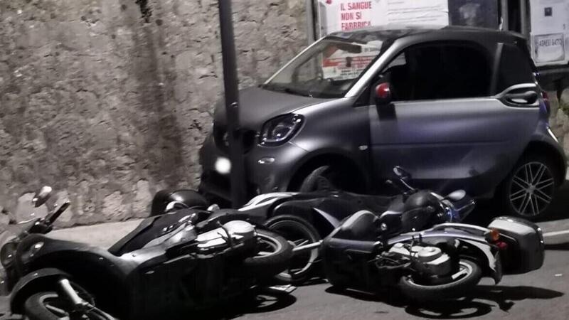 Maiori (SA): perde il controllo dell&#039;auto e fa &quot;strike&quot; di scooter