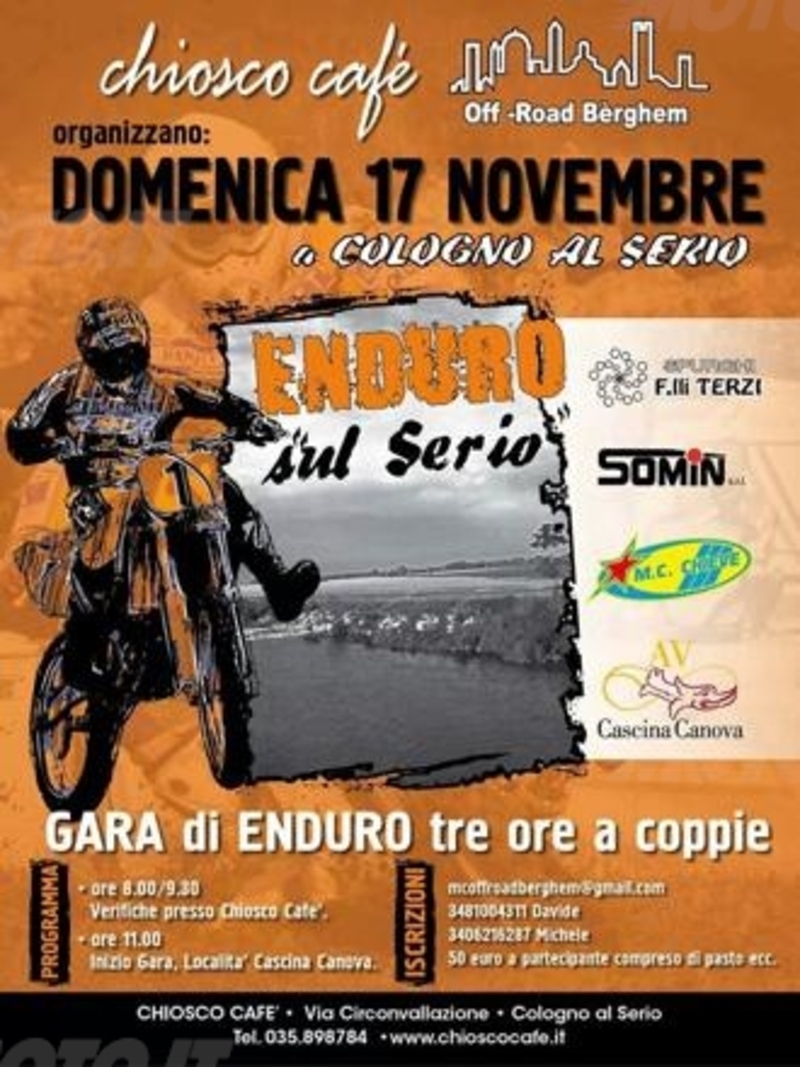 Enduro sul Serio. Domenca 17 novembre a Cologno al Serio