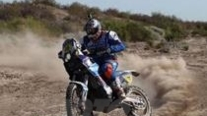 Dakar 2014, tappa 6. Vincono Duclos (Sherco) e Peterhansel (Mini All4 Racing)