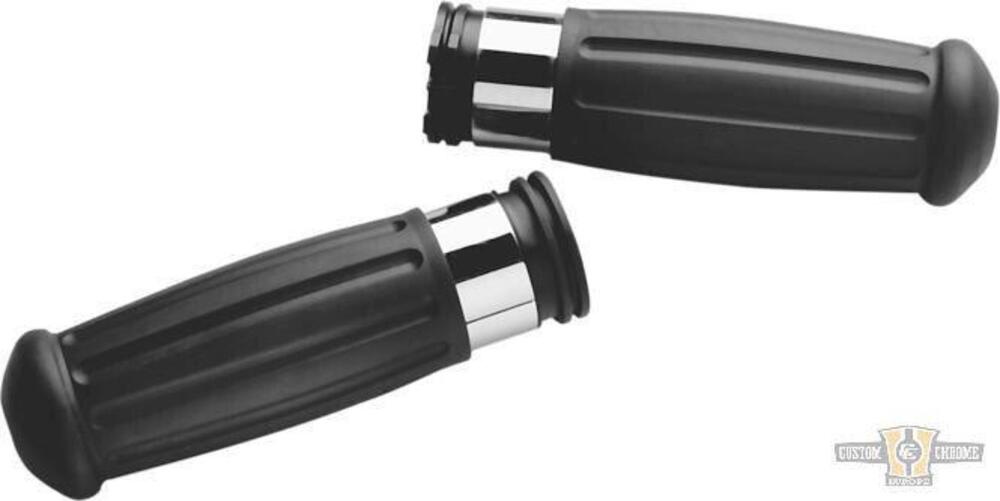 Manopole Vintage nere con fascetta cromata per acc 