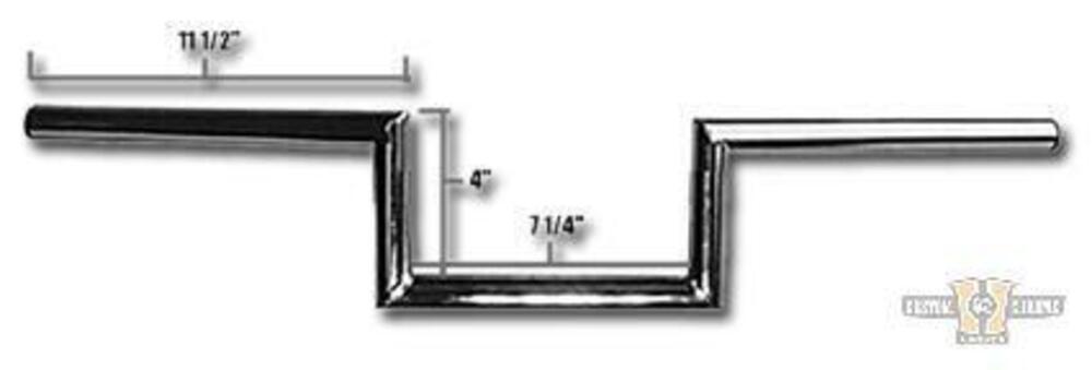 Manubrio Z Bar 1", alto 4", Largo 72cm, Cromato, s Jammer