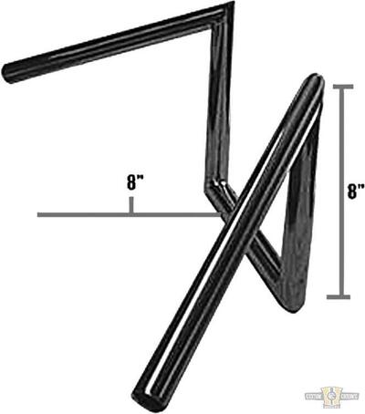 Manubrio Z Bar 1" ,alto 8", Largo 62cm. Cromato, c Jammer