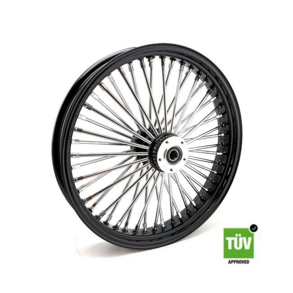 Ruota anteriore nera e cromo Big Spoke 48 raggi 19 