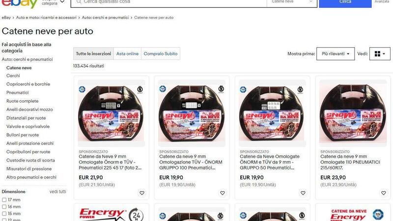 Guida all&rsquo;acquisto: trovare le migliori catene da neve per la propria auto grazie a eBay