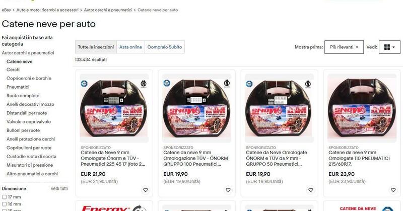 Guida all&rsquo;acquisto: trovare le migliori catene da neve per la propria auto grazie a eBay