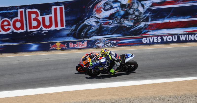 MotoGP. Laguna Seca, Rossi, Marquez e il sorpasso (al Cavatappi) che non c&#039;era