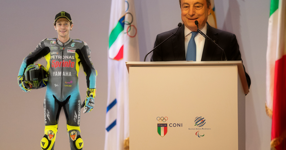 Perfino Draghi si inchina al Dottore: &ldquo;Grazie a Valentino Rossi che, con Federica Pellegrini, ha reso grande l&rsquo;Italia nel mondo&rdquo;