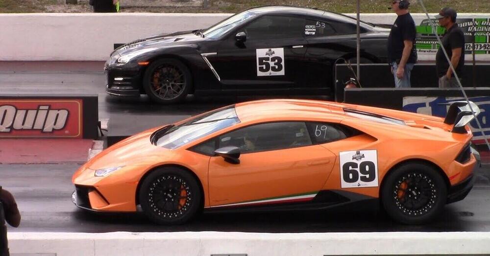 Lamborghini Huracan vs Nissan GTR e Porsche 911 Turbo: ecco chi ha vinto la Drag Race [VIDEO]