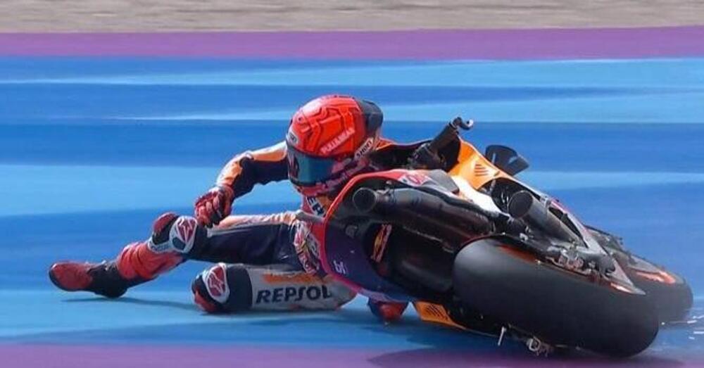 La caduta di Marc Marquez che gli ha impedito di puntare al podio la domenica in Qatar [VIDEO]