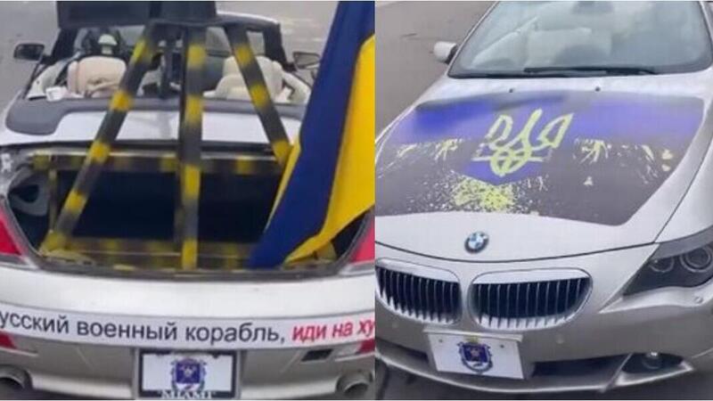 [VIDEO] L&rsquo;Ucraina combatte la guerra con una BMW Serie 6 Cabrio completa di mitragliatrice