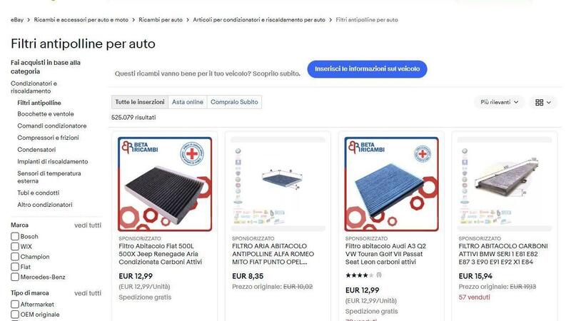 Guida all&rsquo;acquisto: trovare il miglior filtro aria abitacolo (antipolline) per auto, grazie a eBay