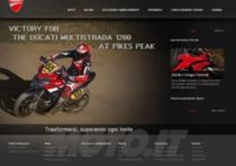 L&#039;homepage del sito Ducati