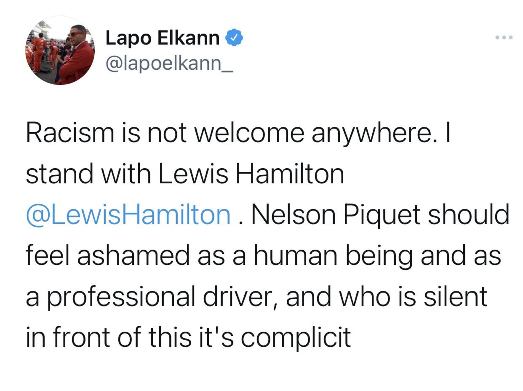 tweet di Lapo Elkann contro Piquet