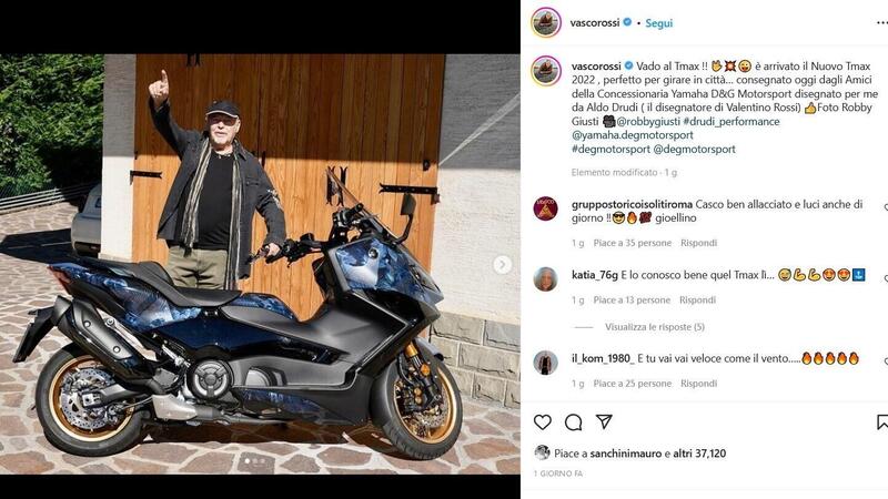 Ecco com&#039;&egrave; il TMax di Vasco Rossi disegnato da Aldo Drudi