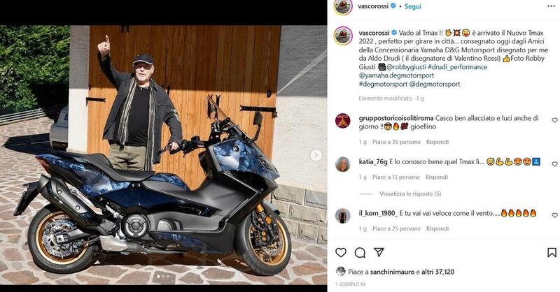 Ecco com&#039;&egrave; il TMax di Vasco Rossi disegnato da Aldo Drudi