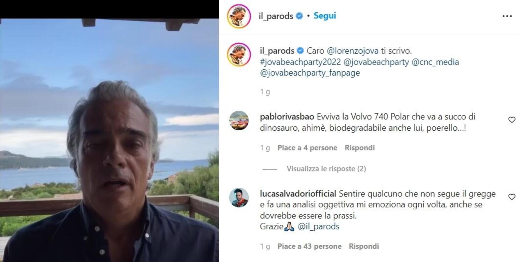 Il commento di Luca Salvadori a Roberto Parodi su Jovanotti