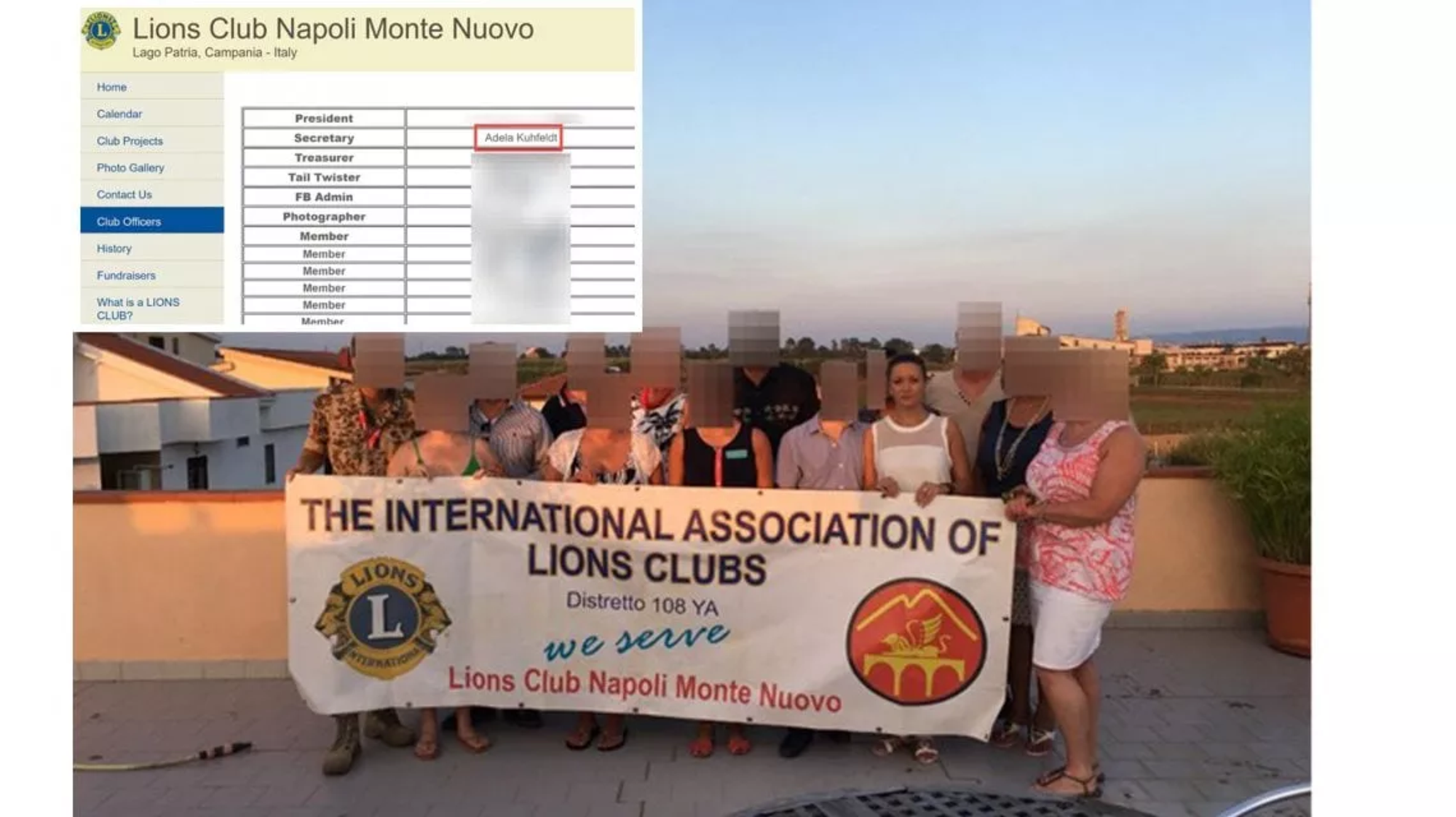 Adela Kuhfeldt con i membri del Lions Club Napoli Monte Nuovo