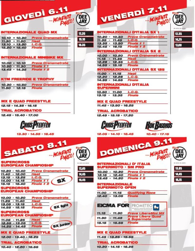 La programmazione di MotoLive 2014