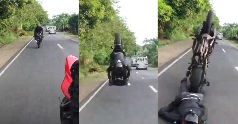 Il motociclista si distrae poi frena all&#039;improvviso: spaventoso tamponamento tra moto! [VIDEO VIRALE]