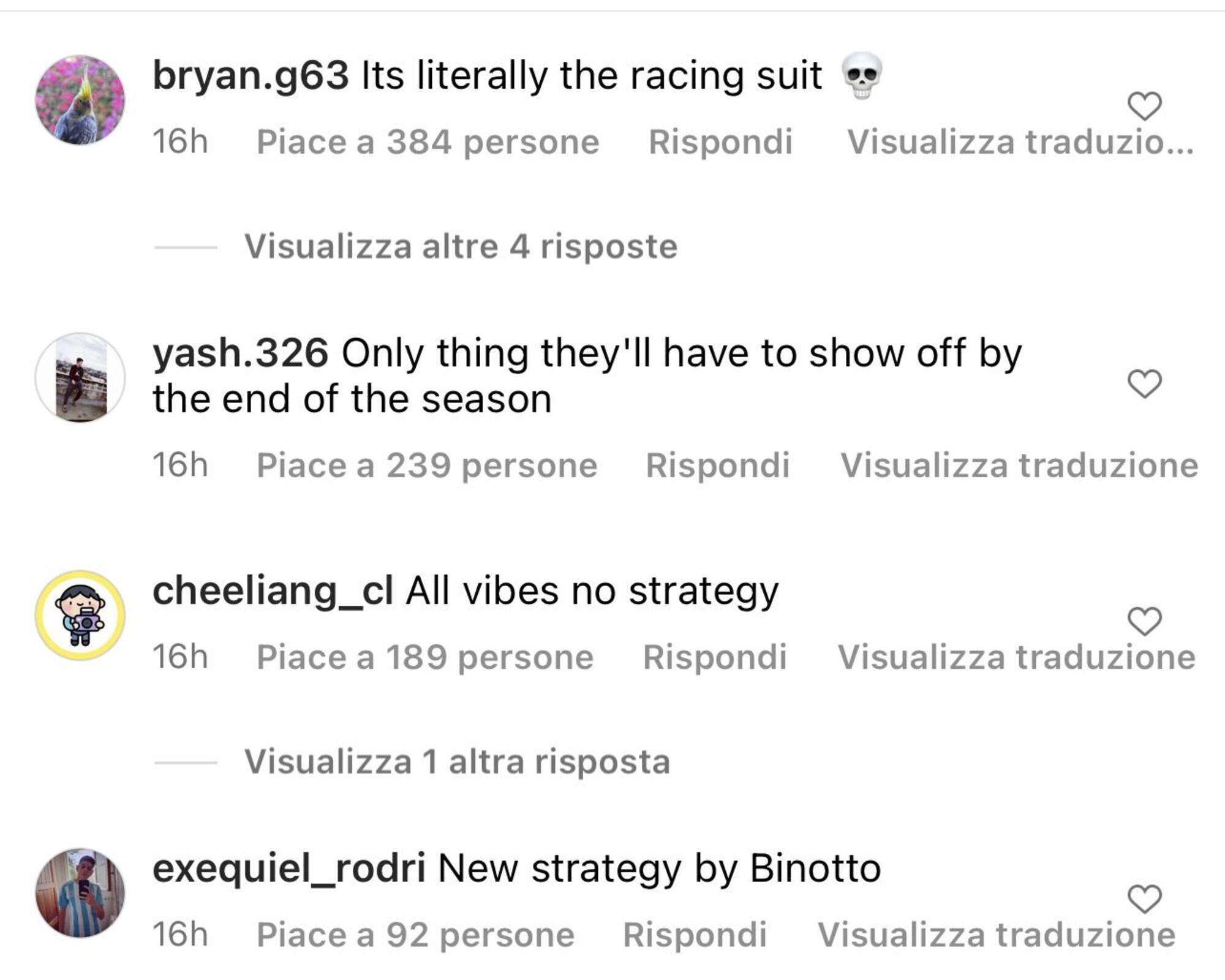commenti sfilata Ferrari